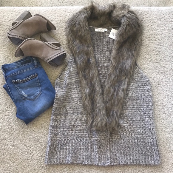 RD Style Sweaters - RD Style Faux Fur & Sweater Vest